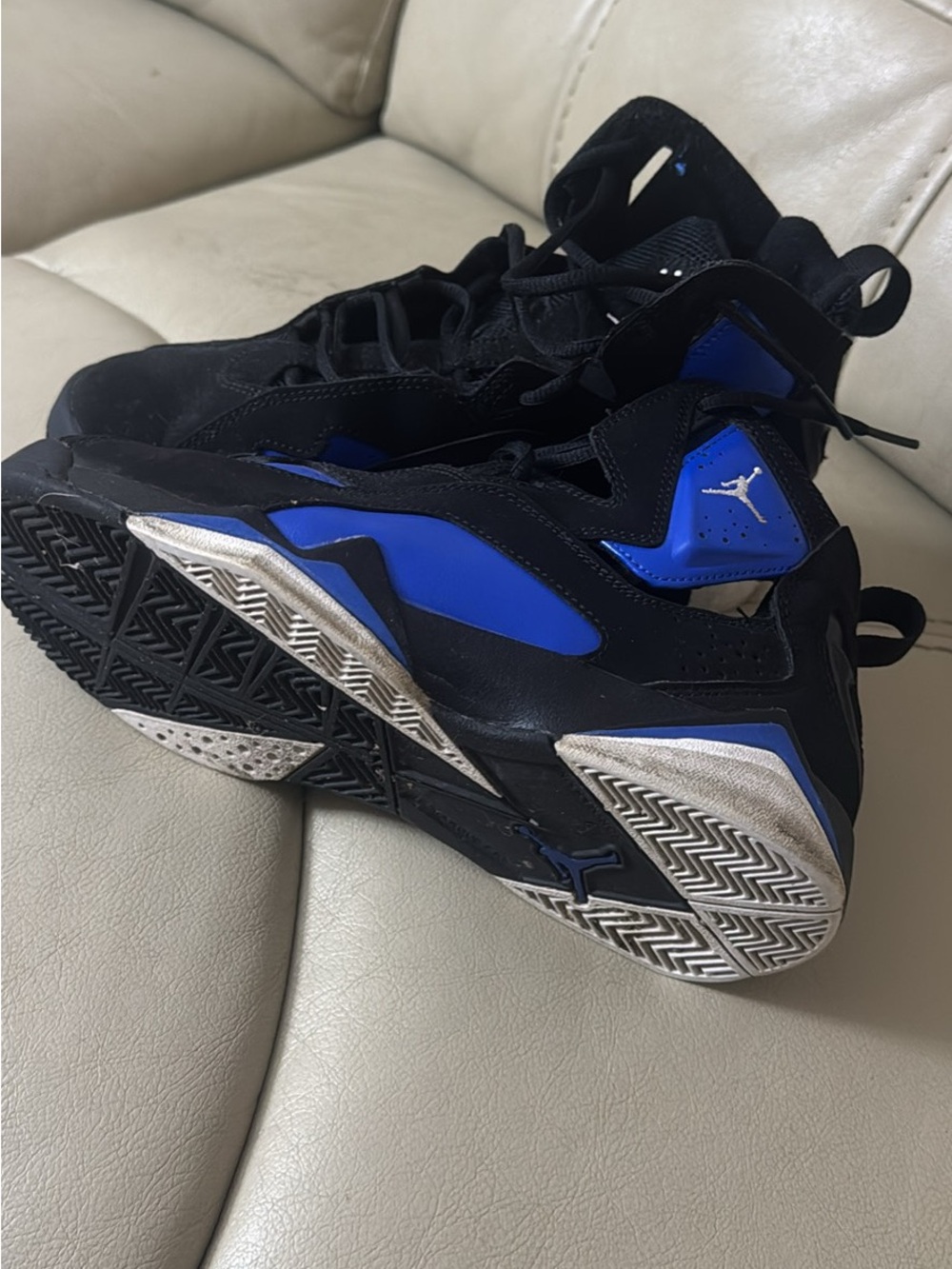 Air Jordan Inspired Men's High-Top Basketball Shoes - Black/Royal Blue